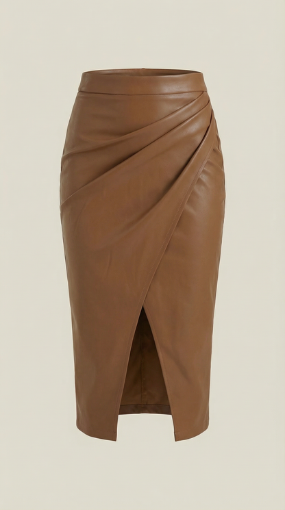 Women's Wrap Midi Skirt with Tie Waist
