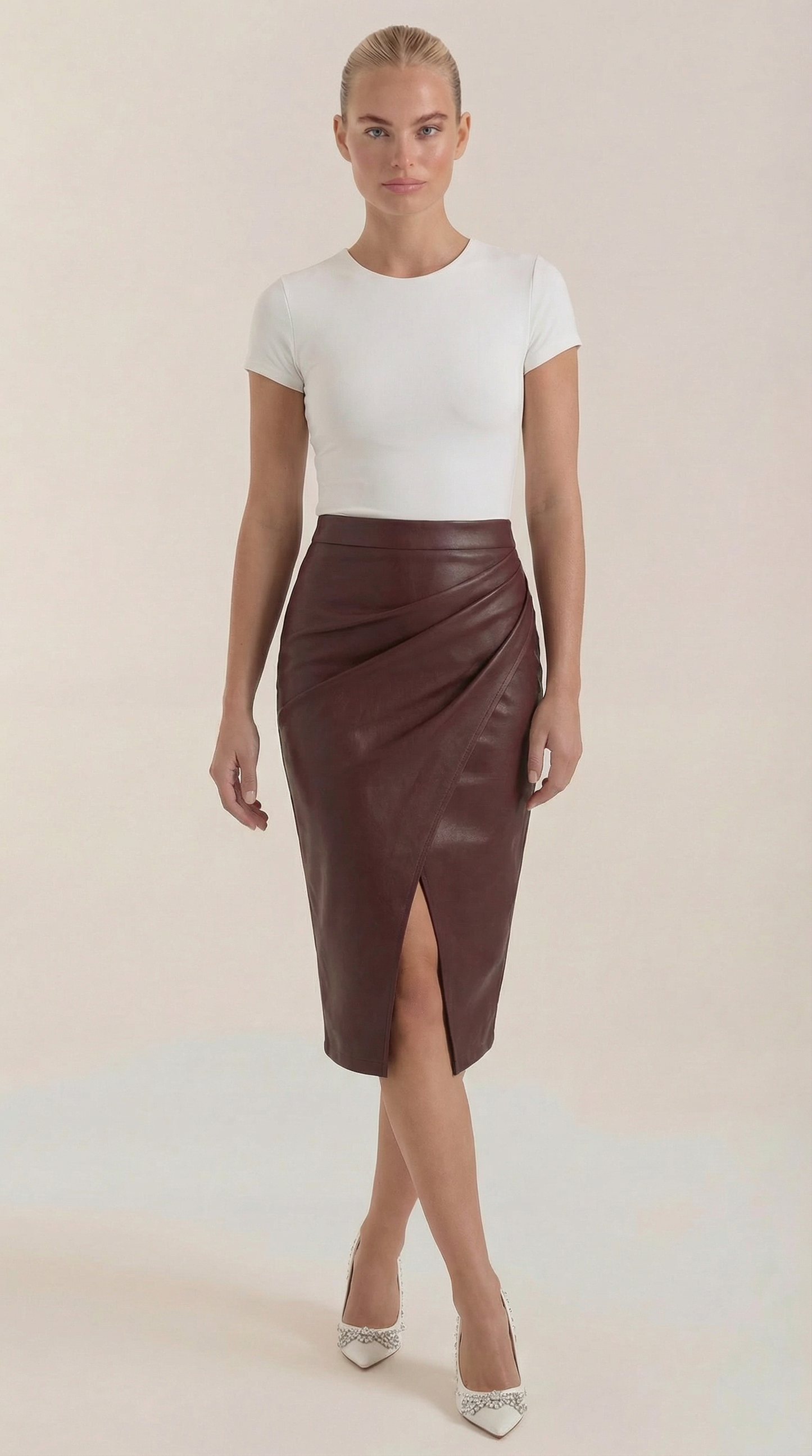 Women's Wrap Midi Skirt with Tie Waist