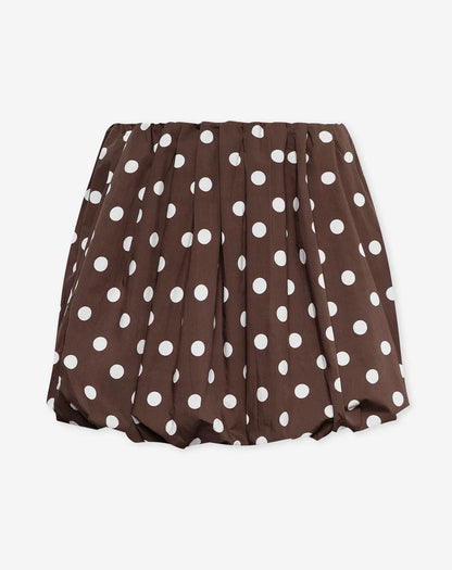 Women's Polka Dot Bubble Hem Skirt with Elastic Waistband and Mini Length