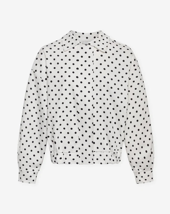 Women's Polka Dot Jacket with Button Front Closure and Relaxed Fit