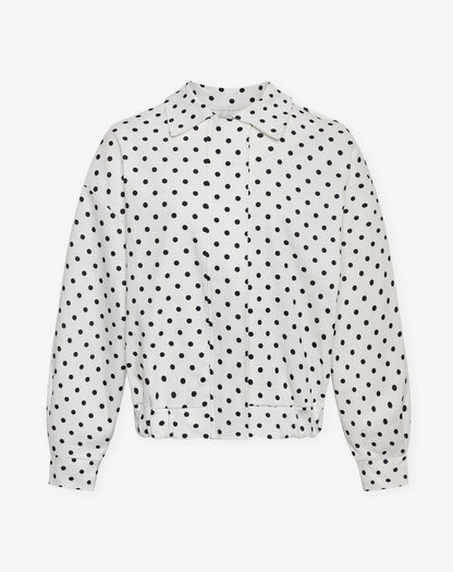 Women's Polka Dot Jacket with Button Front Closure and Relaxed Fit
