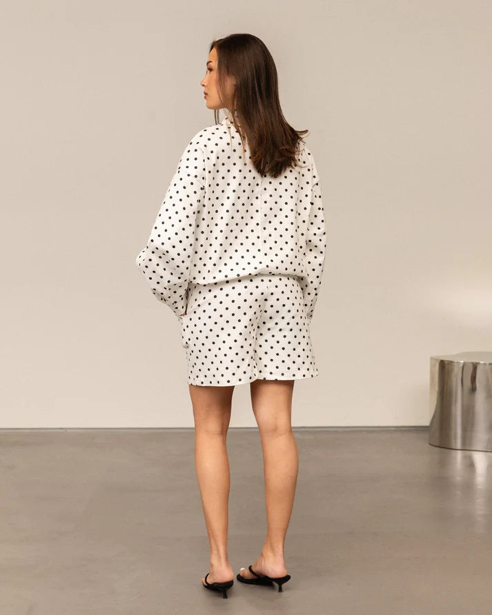 Women's Polka Dot Jacket with Button Front Closure and Relaxed Fit