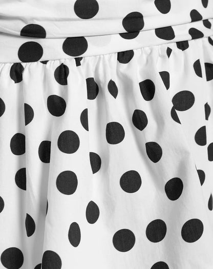 Women's Polka Dot Peplum Top with Ruffled Hem and Short Sleeves