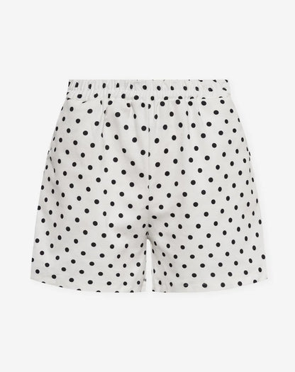 Women's Polka Dot Shorts with Elastic Waistband and Side Pockets