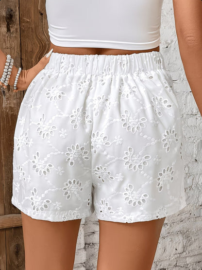 Women's Eyelet Embroidered Wrap Front Shorts