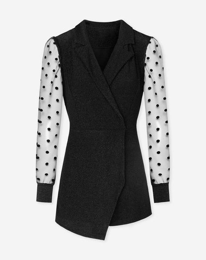 Women's Rose Polka Dot Playsuit with Halter Neck and Shorts Construction